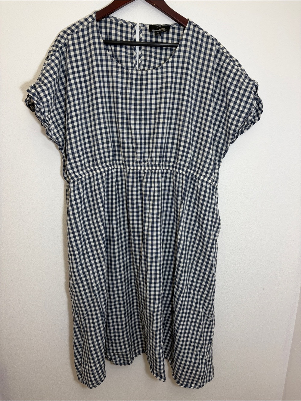Suzanne Betro Blue Gingham Classic Casual Plus Size Dress